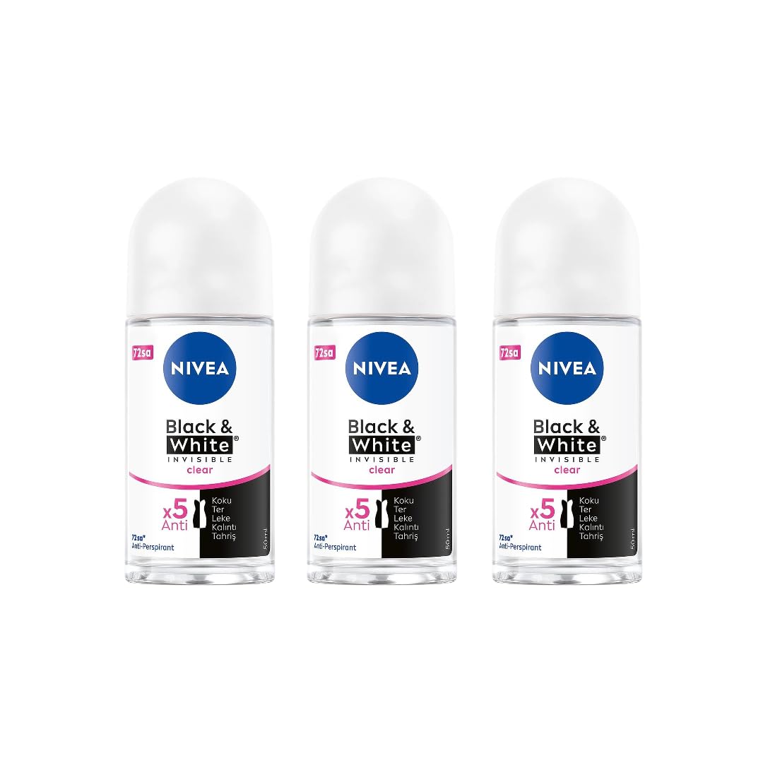 NIVEA Women Black & White Invisible Clear Roll-On Deodorant - 50ml