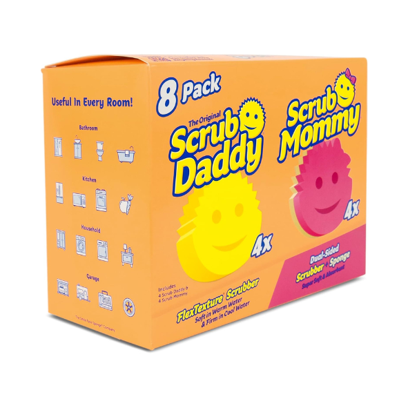 Scrub Daddy 4 Scrub Daddy Sponges & 4 Scrub Mommy Kitchen Sponges