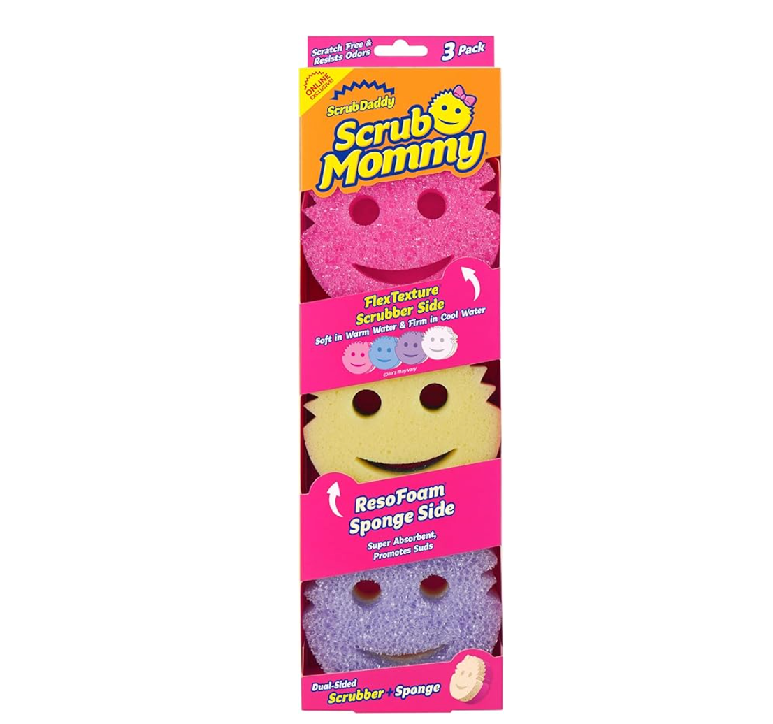 Scrub Daddy Scrub Mommy Sponges - Dish Scrubber + Non-Scratch Cleaning Sponges Kitchen, Bathroom + Multi-Surface Safe - Dual-Sided Dish Sponges for Scrubbing - Online Exclusive (3 Count)