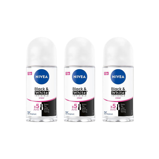 NIVEA Women Black & White Invisible Clear Roll-On Deodorant - 50ml