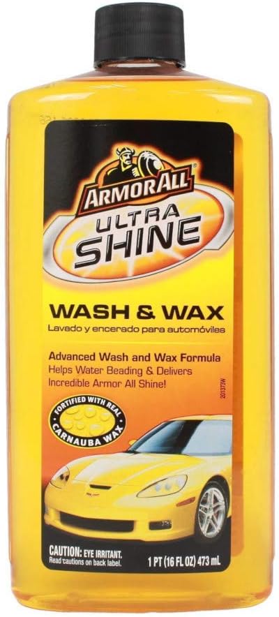 Ultra Shine Car Wash and Wax by Armor All, Car Wax and Cleaner for Cars, Trucks and Motorcycles, 16 Fl Oz