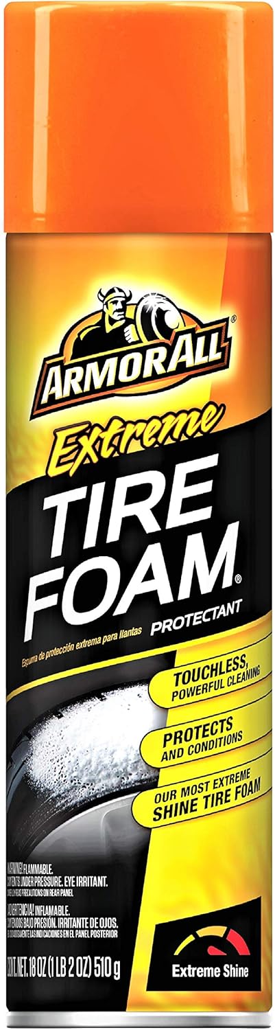 Armor All Extreme Car Tire Foam, Tire Cleaner Spray for Cars, Trucks, Motorcycles, 18 Oz Each