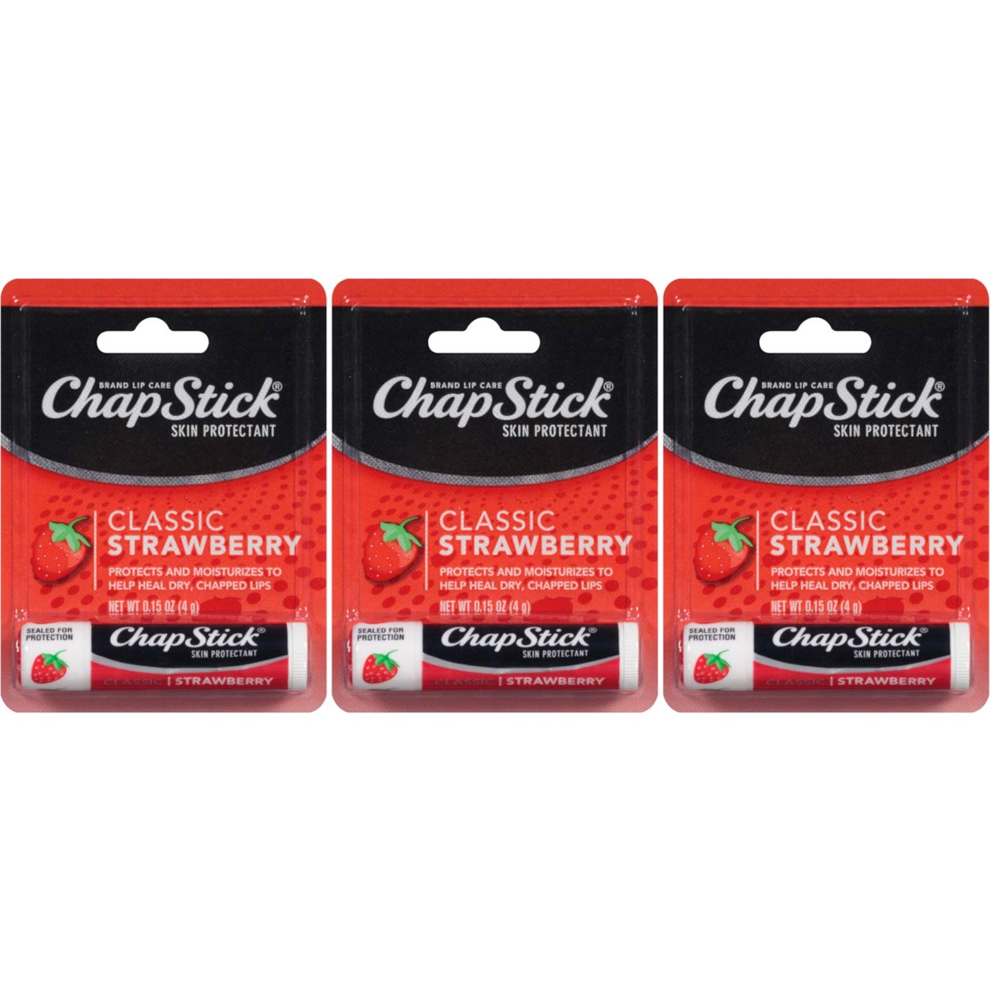 Chapstick Lip Balm-Classic Strawberry 3 Pack