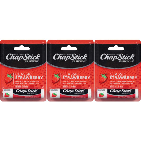 Chapstick Lip Balm-Classic Strawberry 3 Pack