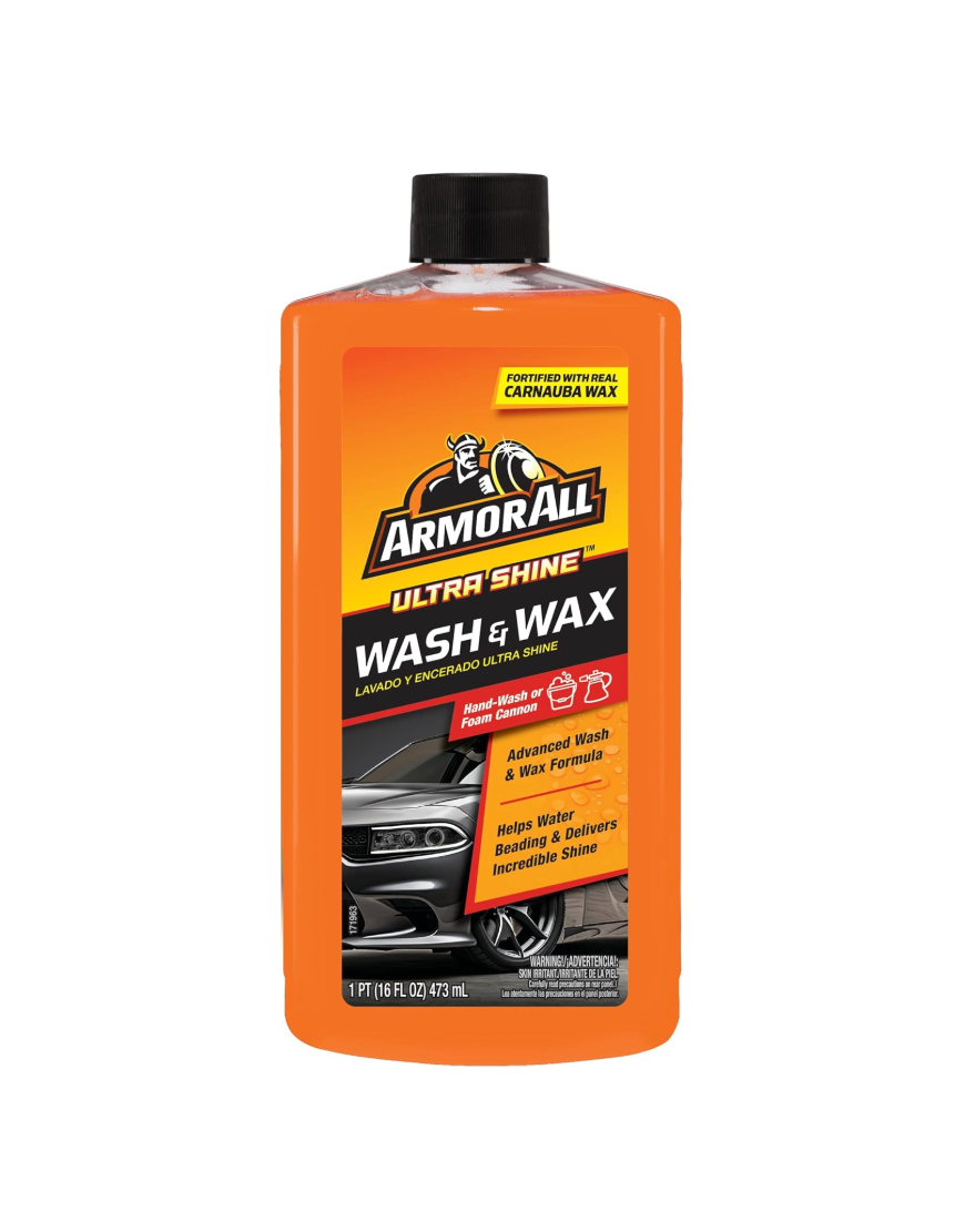 Ultra Shine Car Wash and Wax by Armor All, Car Wax and Cleaner for Cars, Trucks and Motorcycles, 16 Fl Oz
